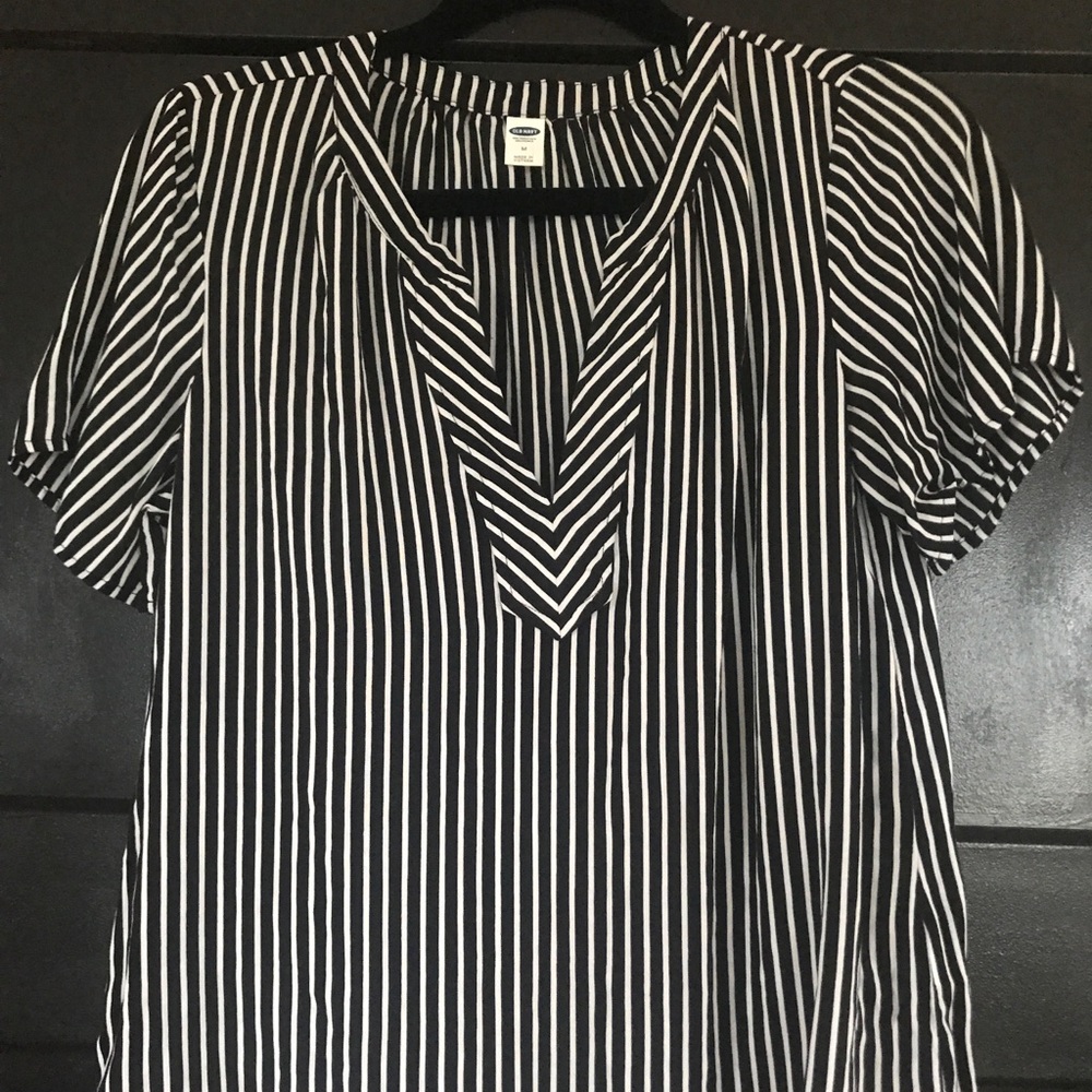 Old Navy Black/White Striped Blouse